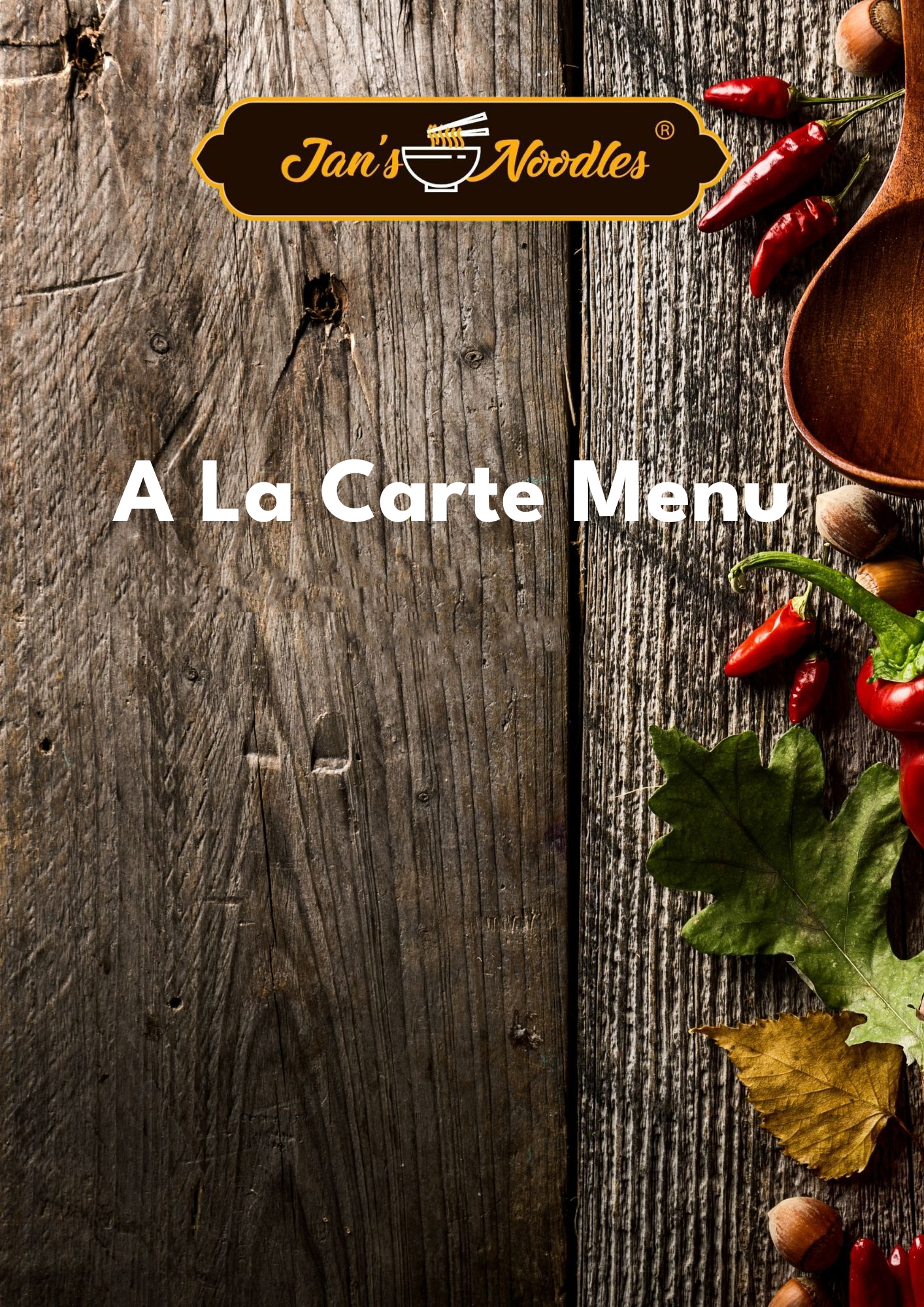 A La Carte Menu